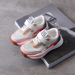 Child Buckle Mesh Shoes 2021 Summer Pu Patchwork Sneakers Kid Breathable Boys Girls Outdoor Walk Run Casual Shoe 26-36 G1025