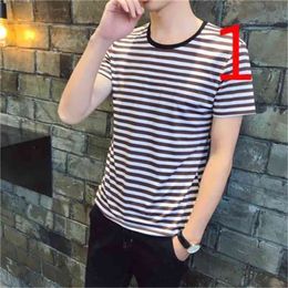 Men's short-sleeved t-shirt round neck Korean version of the trend ice silk half-sleeved summer self-cultivation 210420