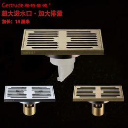 Other Bath & Toilet Supplies Floor Drain Large Displacement Bathroom Lengthened Anti-blocking Antique All Copper Odorless