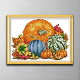 Pumpkin 3 Handmade Cross Stitch Craft Tools Embroidery Needlework sets counted print on canvas DMC 14CT 11CT Home decor paintings