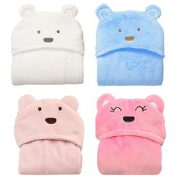 Towel Cute Animal Cartoon Super Soft Babies Blanket Kids Hooded Bathrobe Toddler Baby Bath Comfortable Infant Wrap Sleepsack 210728