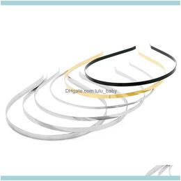 Headbands Jewelry10Pcs/Lot 3/5/6Mm Stainless Steel Gold Rhodium/Black Plain Blank Flat Band Headband Diy Hair Jewellery Aessories Crafts Drop