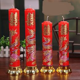 -Chinois traditionnels mariages bougies love love des bougies sans flamme dragon phoenix candles festival anniversaire décoration de mariage