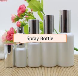 10 20 30 50ML Pearl White Glass Spray Bottle Fine Mist Atomizer Perfume Sample Vial With Silver Pump Essential Oils SN991goods