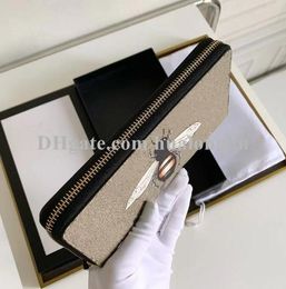 High quality ladies long wallets woman wallet leather original box card holder women purse zipper snake tiger bee wolf237j