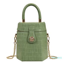 Designer- Women bag stone pattern drum bag fashion girl air chain strapping shoulder bag