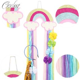 Oaoleer Rainbow Braids Hair Bows Storage Belt Hairband Clips Hanging Organiser Strip Holder For Girls Kids Accessories