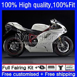 Injection Bodys For DUCATI 848R 1098R 1198R 848 1098 1198 S R 07 08 09 10 11 12 14No.45 Bodywork 848S 1098S 1198S 2007 2008 2009 2010 2011 2012 OEM Fairing Kit Pearl White