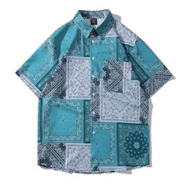 Men's Casual Shirts Hawaii Beach Vacation Shirt 2021 Summer Stree Fashion Retro Puzzle Cashew Print Loose Lazy Style Short Sleeve For Men