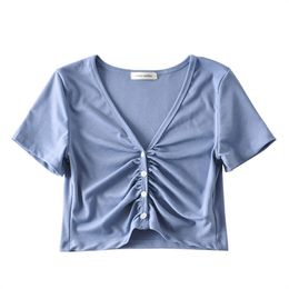 H.SA elegant v neck bow tied casual cotton kimono blouse shirt women short sleeve chic brand feminina tops Button Top 210417