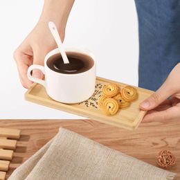 Mats & Pads Tea Coffee Cup Pad Placemats Decor For Kitchen Wooden Tray Style Bamboo Rectangular Tableware Food Plate Non-Slip Cups Mat