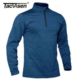 TACVASEN Spring/Fall Thermal Sports Sweater Men's 1/4 Zipper Tops Breathable Gym Running T Shirt Pullover Male Activewear 210409