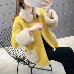 Women Winter Long Coat Casual Lapel Plush Fleece Solid Jackets Fur Coats Ladies Streetwear Autumn Outwear Warm 210427