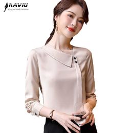 Elegant Women Shirt Formal Spring Temperament Long Sleeve Loose Chiffon Blouses Office Ladies Casual Plus Size Tops Apricot 210604