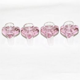 Großhandel Hochwertige Rauchwerkzeuge Glasschüsseln Wasserpfeifen Dicke runde Filterschale mit Griff 14mm 18mm männliche rosa Farbe für Bohrinsel Wasserbong