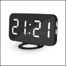 Other Clocks & Accessories Home Decor Garden Led Digital Alarm Clock Usb Mobile Phone Charging Mirror Electronic Sn Function Time Table Desk