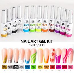 Factory wholesale 12 Colours Paint Nail Gel Set kit Long Lasting Easy Painting UV Gel Art Gel Nail Polish Kit