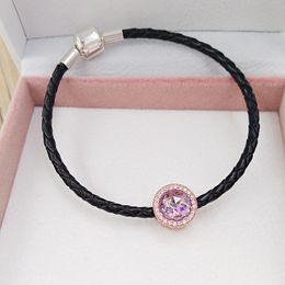 amethyst Jewellery making kit LAVENDER RADIANT Heart charms pandora 925 silver rose gold bracelet for women men chain spacer bead heart bangle necklace gift 781725LCZ