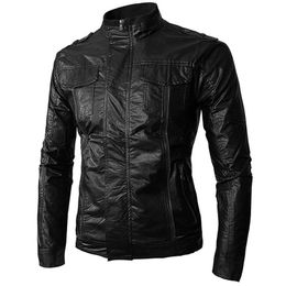 Men's Jackets Leather Jacket For Men Autumn Locomotive All-match Personality Casual Outwear Clothing Hansome Trend Fashion Soft Slim Fit Fau