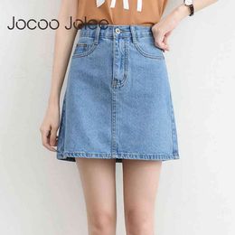 Summer Denim Mini Skirt Women Korean High Waist A-Line Causal Plus Size Harajuku Short Jean s Minimalist 210428