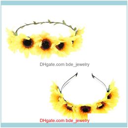 Hair Jewellery Jewelryhair Clips & Barrettes Sunflower Headband Floral Flower Crown Band Wreath Headpiece Drop Delivery 2021 Qtw1D