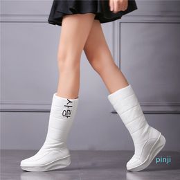 Colours down snow boots women shoes South Korea style platform wedges mid calf female plush winter