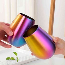 500ml Stainless Steel Wine Rose Gold Beer Tumbler Cocktail Juice Milk Cup Metal Drinking Mug for Bar Outdoor Drinkware