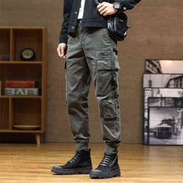 Men's Cargo Pants Streetwear Men Cotton Trousers Street Fashion Cool Harem Male Multi Pocket Black Stretch Youth Vintage Pants H1223