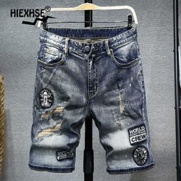 Men Ripped Denim Shorts New Summer Jeans Shorts High Quality Soft Cotton Streetwear Hole Slim Denim Shorts Male Brand Clothes X0705