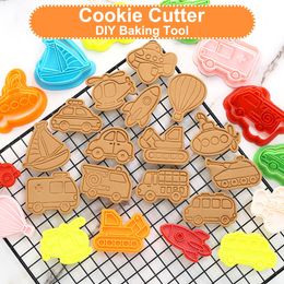 Cute Cartoon Car 3D Cookie Cutters Biscuit Stamp Mould Plunger DIY Baking Mould Cake Decorating Tools