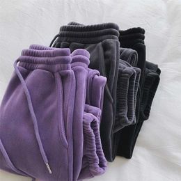 Pants Women Sportswear Winter Thick Fleece Warm Female Casual Loose Long Harem Trousers High Waist Woman 211115