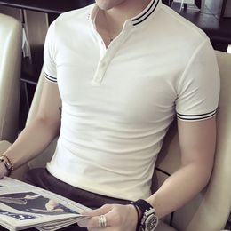 Korean Solid Color Summer Shirt Men Cotton Short Sleeve Breathable Para Hombre 3xl Camisa Polo 210401