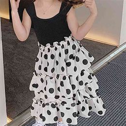 Summer Suit Clothing Sets Vest+Polka Dot Cake Skirt Kid Clothes Children Toddler Girl 210528