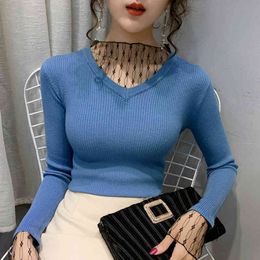 Womens Tops And Blouses Long Sleeve Knitted Blouse Women Tops Blusas Mujer De Moda Turtleneck Blouse Women Pullover C458 210426