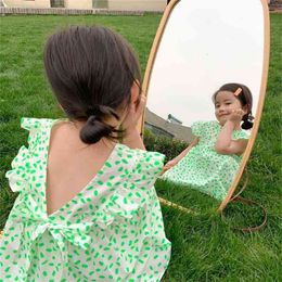 Summer Arrival Girls Fashion Cotton Princess Dress Kids Back V-neck es for 210528