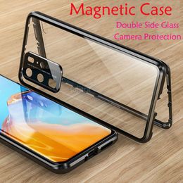 Aluminium Magnetic Metal Double Side Glass Case For Huawei P30 P40 Pro Mate 30 40 Pro Lens Protection Cover Coque Funda