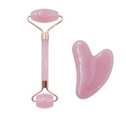 Massage Stones Rocks Resin Face Roller Rose Gua Sha Facial Rollers Eye Slimmer Scraper Cosmetic Skin Care Beauty Tool with Gift Box Set