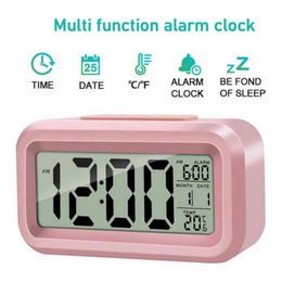 Electronic Desk Snooze Voice Alarm Clock Calendar With Large Digit Bedside Table Clock With Temperature Display 211112