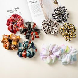 9 Colour Women Girls Rose floral Colour Cloth Elastic Ring Hair Ties Accessories Ponytail Holder Hairbands Rubber Band Scrunchies