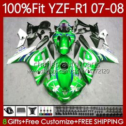 Injection Metal green mold 100%Fit For YAMAHA Body YZF1000 YZF-R1 YZF R1 1000CC 2007-2008 Bodywork 91No.116 YZF R 1 1000 CC 2007 2008 YZF-1000 YZFR1 07 08 OEM Fairing Kit