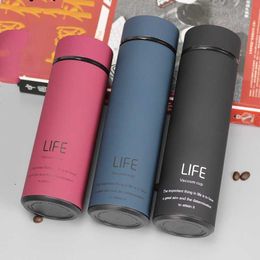 500ML Water Thermos Tea Vacuum Flask With Filter Stainless Steel 304 Sport Thermal Cup Coffee Mug Bottle Office Business 210615