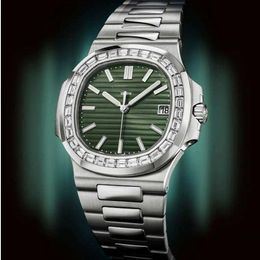 2021 new arrives Top Nautilus Watch Men Automatic Man Watches 5711 Silver bracelet green face Stainless Mens Mechanical di Lusso W310y