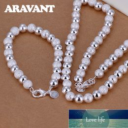 Wedding Engagement Jewelry Set 925 Silver Jewelry Scrub&Smooth Beads Balls Bracelet Necklace Women Party Jewelry Sets Factory price expert design Quality Latest