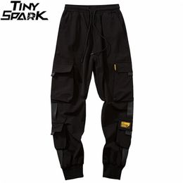 Hip Jogger Pants Streetwear Men Harajuku Cargo Pants Multi Pockets HipHop Joggers Trousers Black Track Pants Hipster 211112