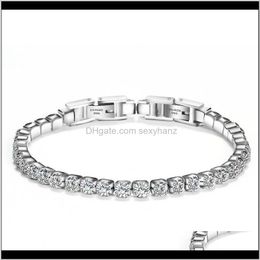 Link, Chain Bracelets Drop Delivery 2021 Tennis Crystal Zircon Cuban Bracelet Sier Color Fashion Adjustable Bangle Jewelry Collection For Wom