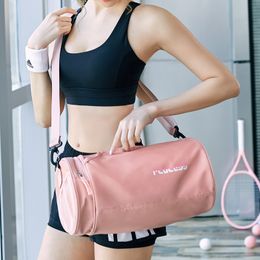 Sports Fitness Bag for Women Pink Yoga Training Swim Bag Waterproof Shoulder Handbag Travel Duffle Weekend Blosa Dry Wet Combo Q0705