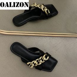 Slippers Women Summer Flip Flops Chain Cross Open Toe Sandals Shoes Lady Casual Slides Mules Babouche Mujer