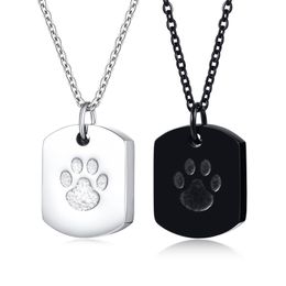 Dog Tag Cremation Urn Necklace in Stainless Steel, Dog Paw Pendants, Urn Jewelry, Urns for Pet Ashes