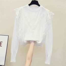 Plus Size Women's Korean Version of The Fat Sister Mm Fashion Slim Western Style Sweater Bottoming Shirt GX1204 210506
