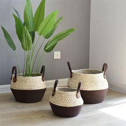 Storage Baskets 1Pc Creative Rattan Woven Flower Basket Weaving Handmade Flowerpot Home Furnishings Balcony Gardening Supplies